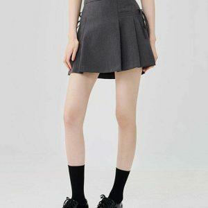 Trendy Y2K Aesthetic Grey Mini Skirt with Butterfly Print - Stylish Bubble Skirt for Fashionistas