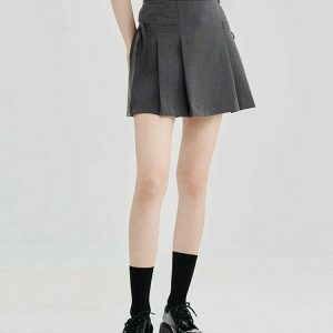 Trendy Y2K Aesthetic Grey Mini Skirt with Butterfly Print - Stylish Bubble Skirt for Fashionistas