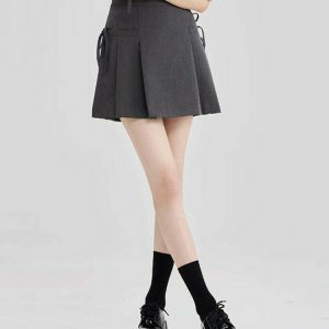 Trendy Y2K Aesthetic Grey Mini Skirt with Butterfly Print - Stylish Bubble Skirt for Fashionistas