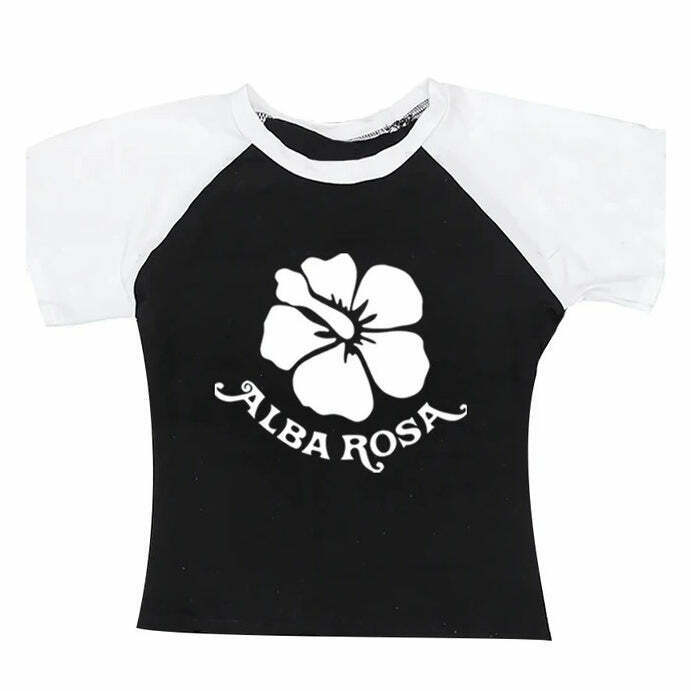 Trendy Y2K Alba Rosa Baby Tee - Soft Cotton, Retro Style, Perfect for Everyday Fashion