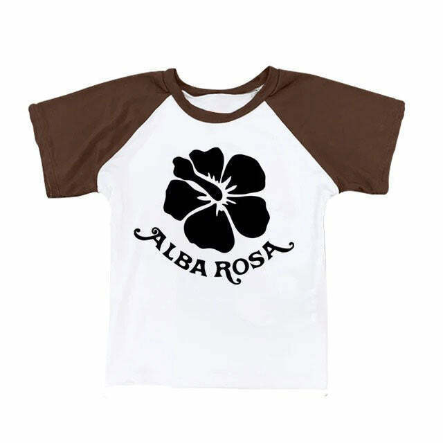 Trendy Y2K Alba Rosa Baby Tee - Soft Cotton, Retro Style, Perfect for Everyday Fashion