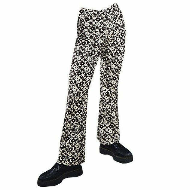 Trendy Y2K Brown Floral Cargo Pants with Rivet Details for a Chic Retro Look