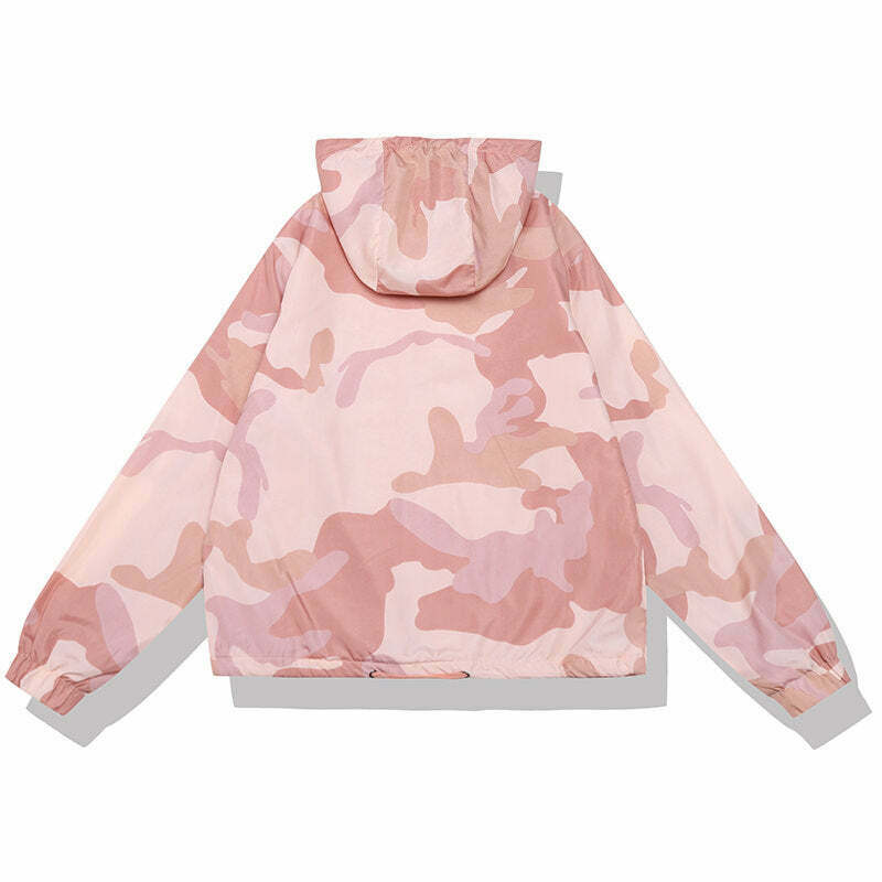 Trendy Y2K Candy Camo Jacket - Stylish Baggy Camo Design with Color Block Accents