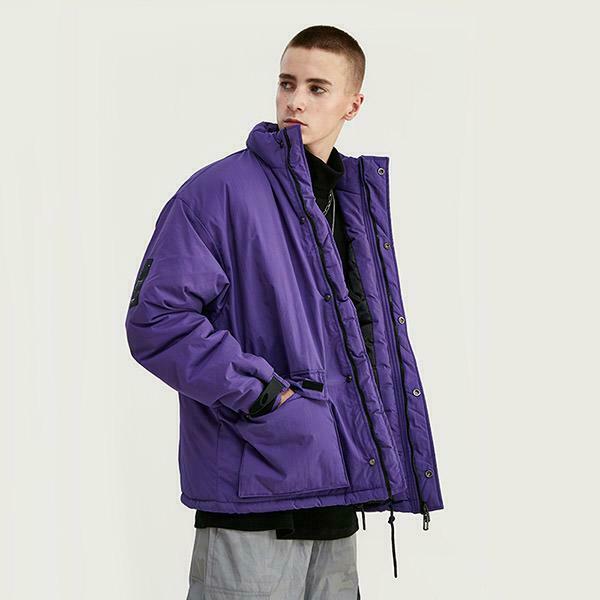 Trendy Y2K Color Block Puffer Jacket - Stylish Baggy Design for Ultimate Comfort