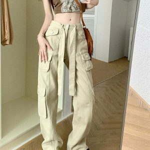 Trendy Y2K Comfy Cargo Pants in Orange with Star Print - Stylish and Versatile Fashion