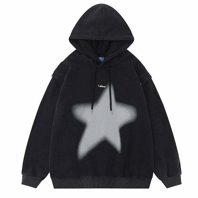 Trendy Y2K Cropped Zip-Up Hoodie with Graffiti Star Print in Vibrant Green Spider Design