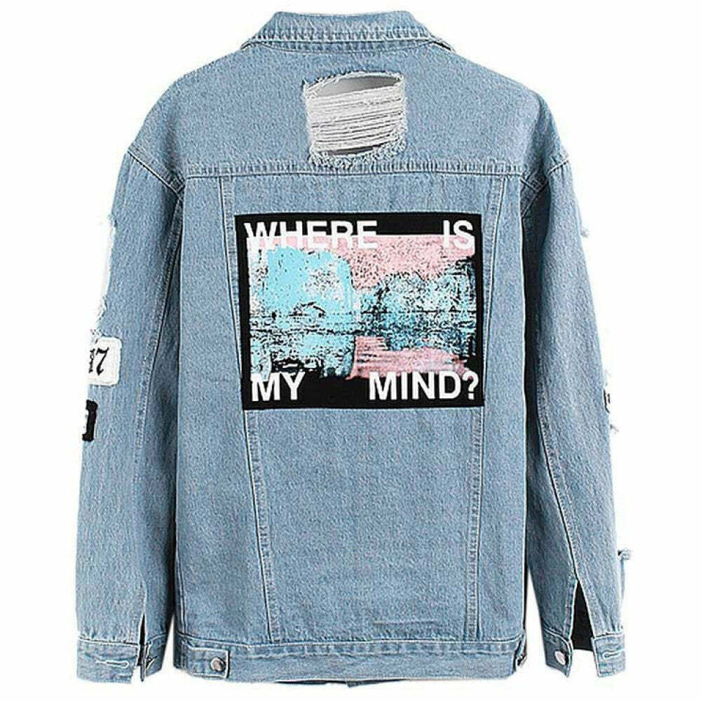 Trendy Y2K Denim Jacket - Stylish Color Block Design with Baggy Fit for Ultimate Comfort