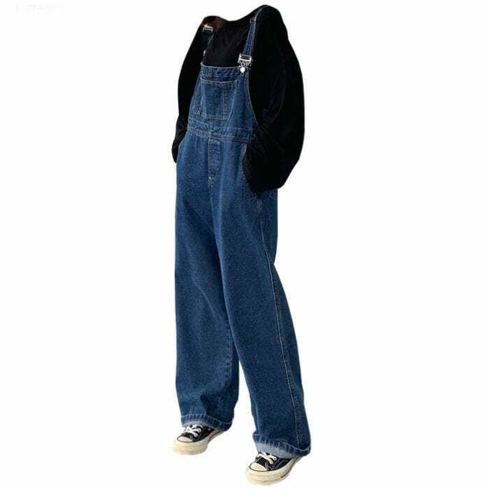 Trendy Y2K Denim Overalls with Pleated Skirt Design - Vintage-Inspired Fashion Statement