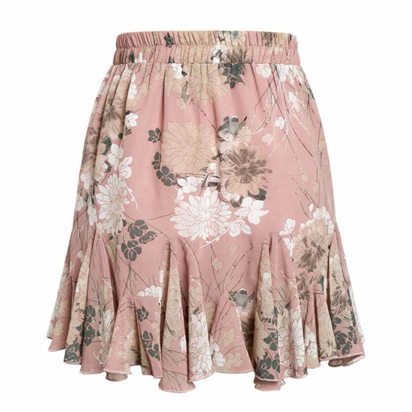 Trendy Y2K Flora Mini Skirt - Grey Cargo Drawstring Design with Bubble Skirt Style