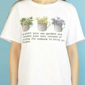 Trendy Y2K Gardens T-Shirt in Soft Cotton-Spandex Blend for Stylish Grunge Looks