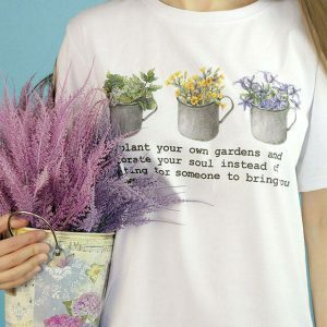 Trendy Y2K Gardens T-Shirt in Soft Cotton-Spandex Blend for Stylish Grunge Looks