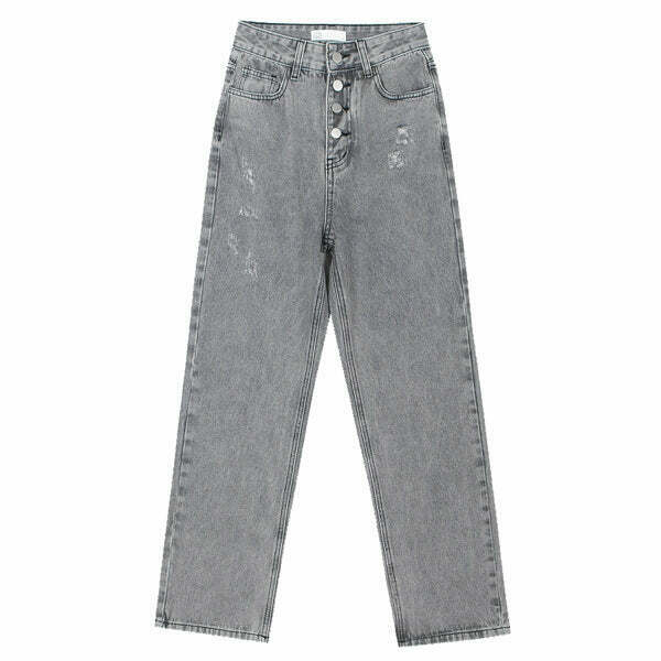 Trendy Y2K Grey Baggy Jeans with Ripped Details and Low Rise Fit for Effortless Style