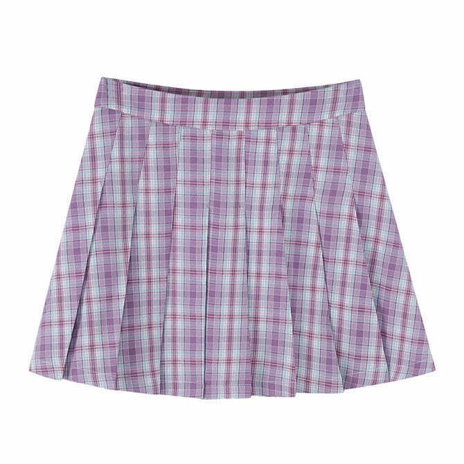 Trendy Y2K Grey Plaid Mini Skirt with Drawstring - Stylish Cargo & Emo Bubble Skirt