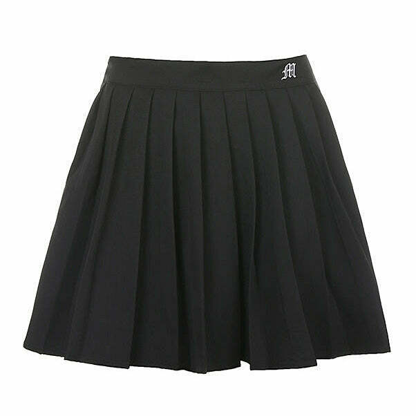 Trendy Y2K Grey Pleated Skirt with Drawstring, Perfect for Emo and Casual Styles