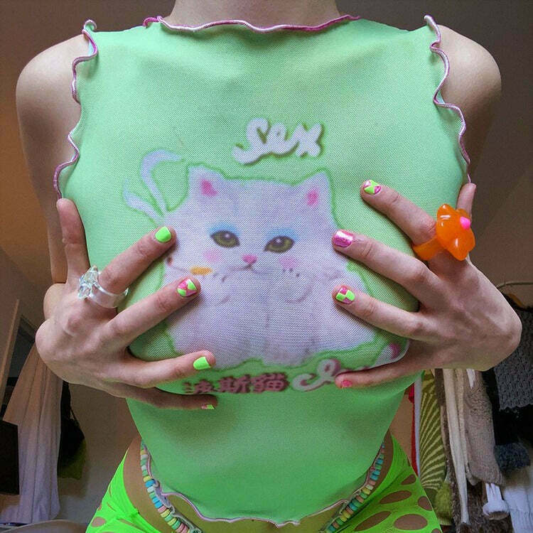 Trendy Y2K Kitty Crop Top - Stylish Hello Kitty Design for Fashion-Forward Outfits