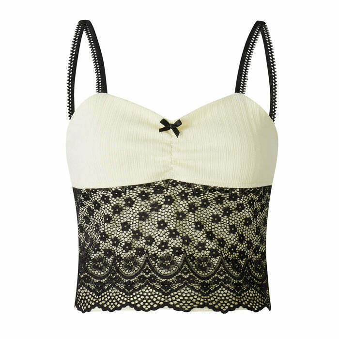 Trendy Y2K Lace Crop Top with Delicate Detailing for a Chic Retro Look