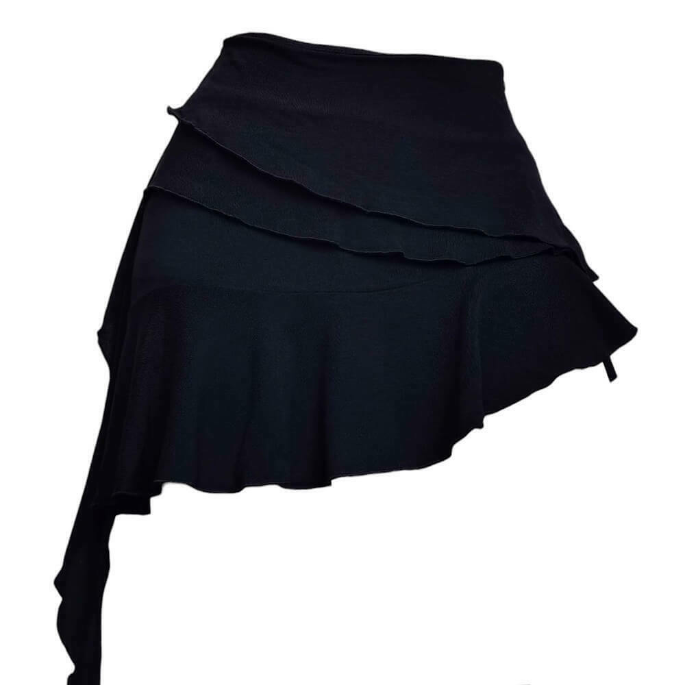 Trendy Y2K Layered Skirt in Grey Cargo Style with Drawstring and Pleated Design