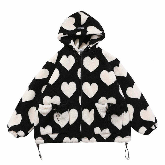 Trendy Y2K Love Bites Hooded Jacket - Stylish White Varsity & Color Block Design