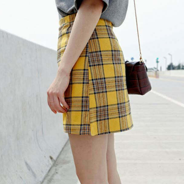 Trendy Y2K Plaid Check Mini Skirt with Drawstring Waist - Stylish Grey Cargo Design