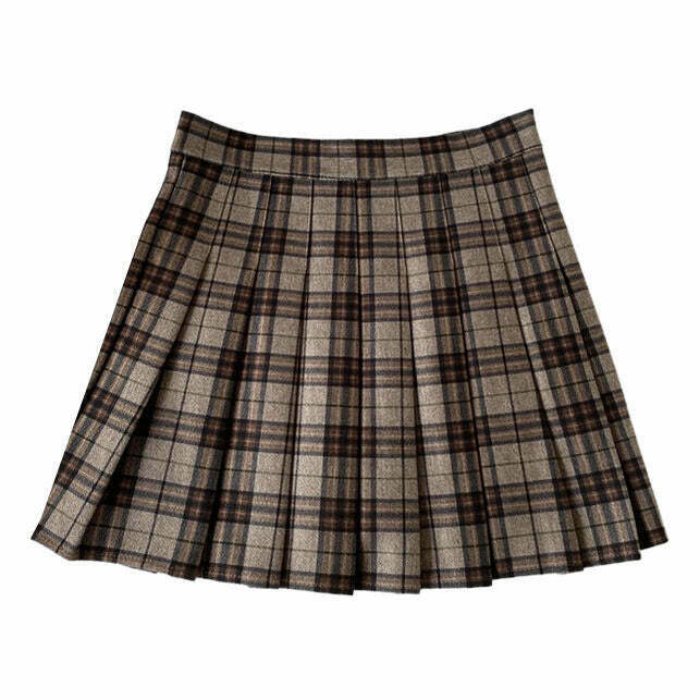 Trendy Y2K Plaid Skirt with Drawstring, Grey Cargo Style for a Chic Emo Look