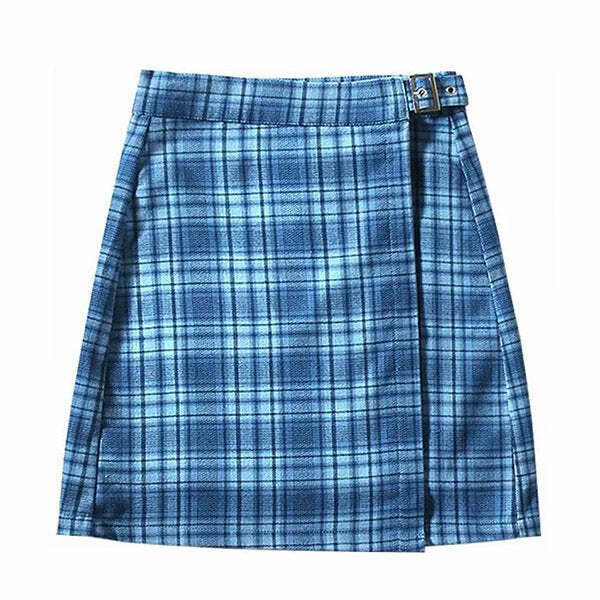 Trendy Y2K Plaid Skirt with Drawstring, Grey Cargo Style, Perfect for Emo Fashion Lovers