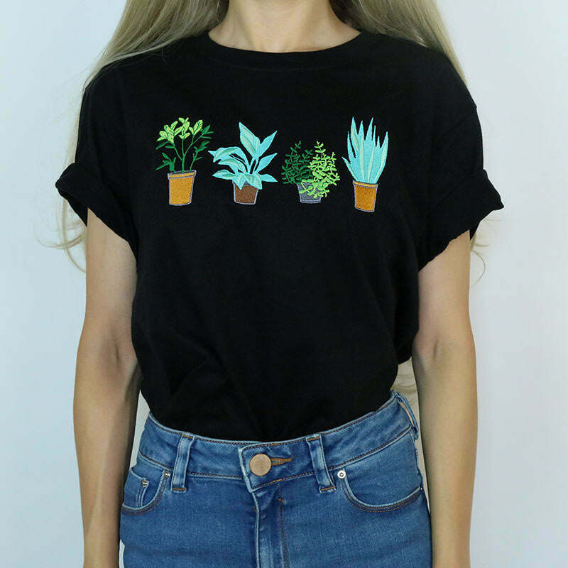 Trendy Y2K Plants Are Friends Graphic Tee with Bow Detail - Stylish and Fun Design