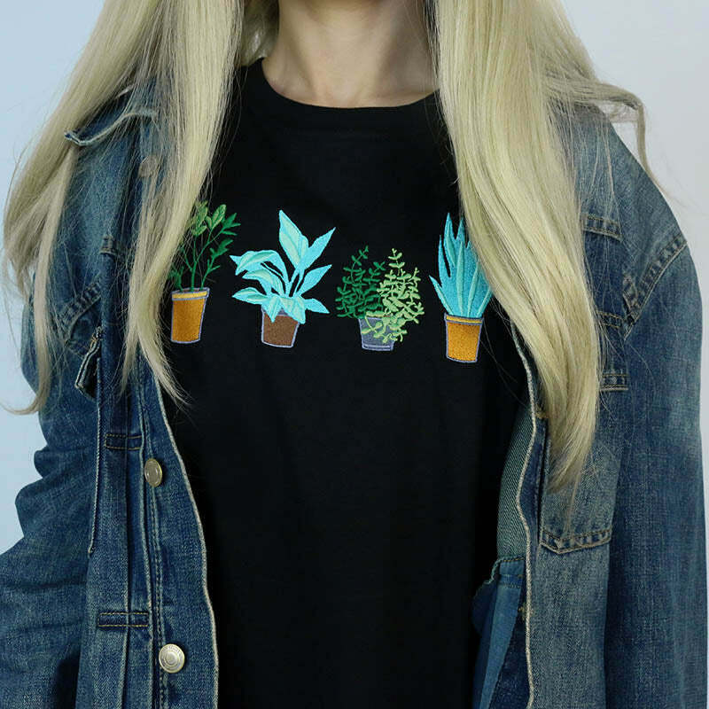 Trendy Y2K Plants Are Friends Graphic Tee with Bow Detail - Stylish and Fun Design