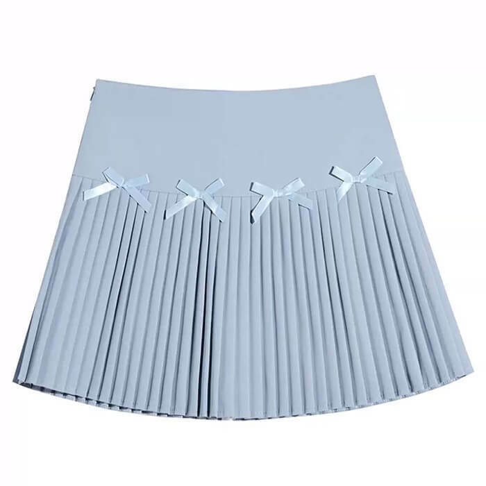 Trendy Y2K Pleated Mini Skirt with Drawstring - Stylish Grey Cargo & Bubble Design