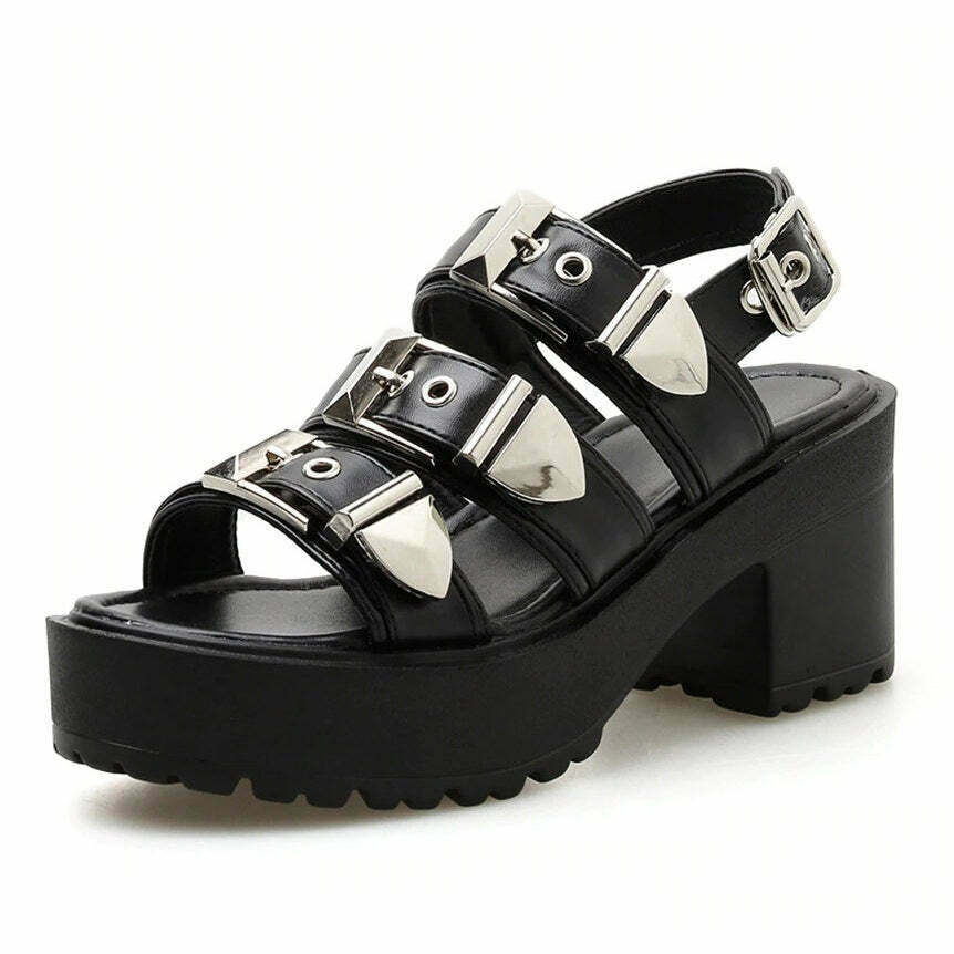 Trendy Y2K Pocket Money Buckle Sandals with Stylish Tabi Design and Heart Buckle Detail