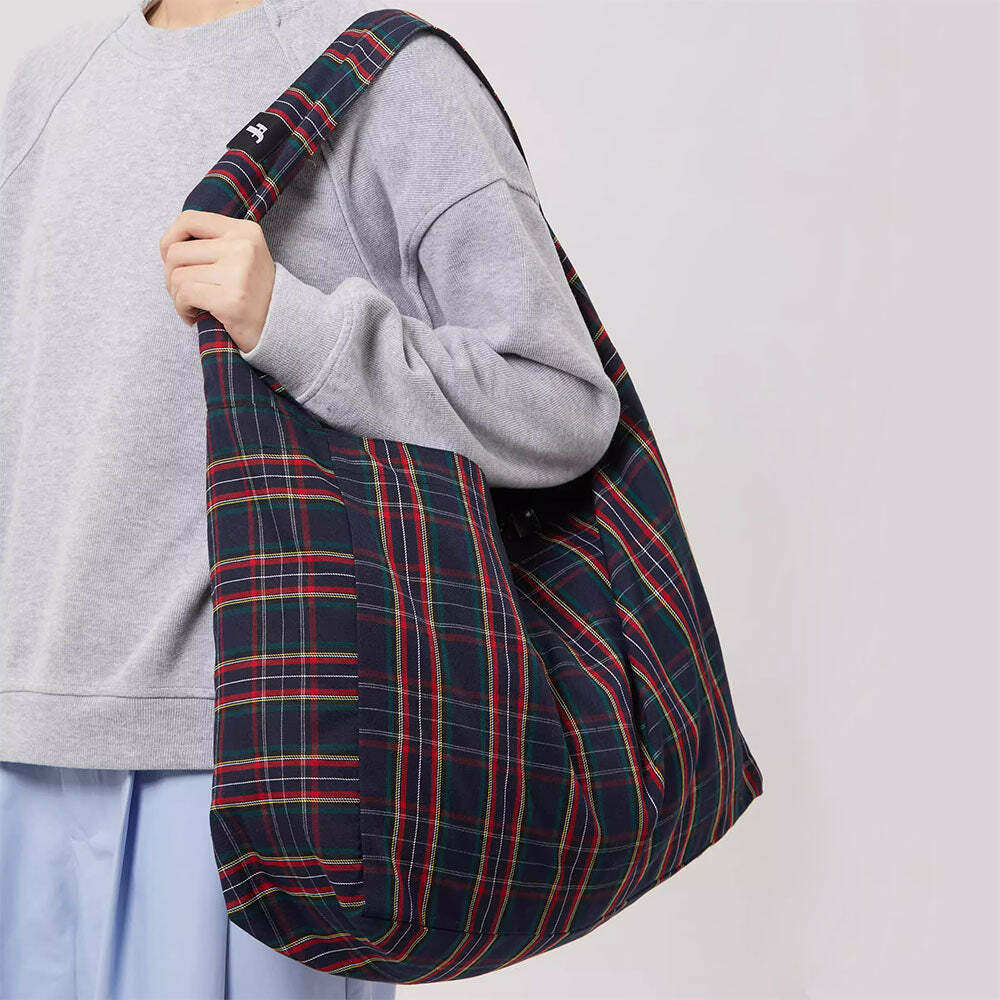 Trendy Y2K Preppy Style Plaid Tote Bag - Chic Aesthetic for Everyday Use and Fashion