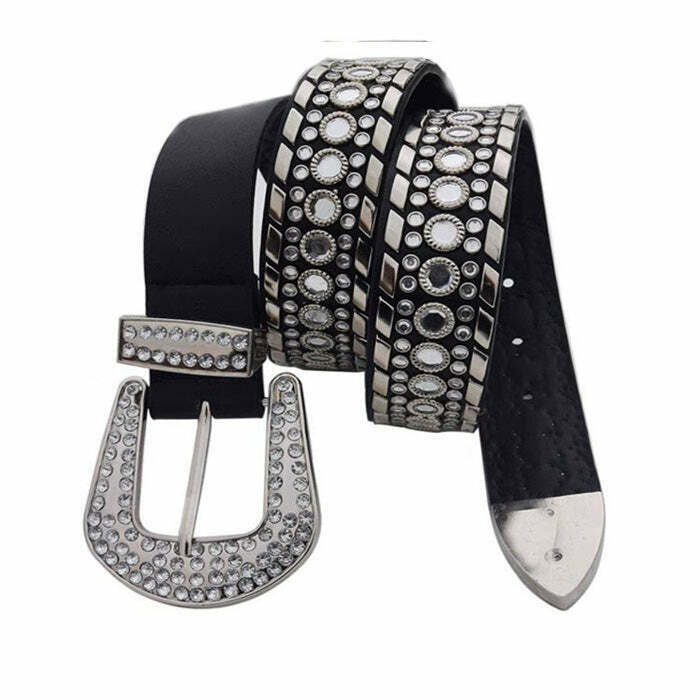 Trendy Y2K Rhinestone Belt - Sparkling Bedazzled Accessory for Fashion-Forward Styles