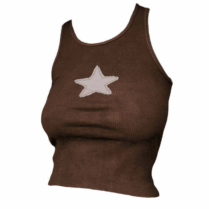 Trendy Y2K Skater Girl Star Tank Top - Chic Downtown Style for Baddie Girls & It Girls