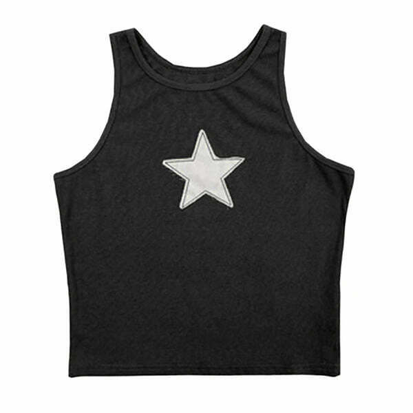 Trendy Y2K Skater Girl Star Tank Top - Chic Downtown Style for Baddie Girls & It Girls