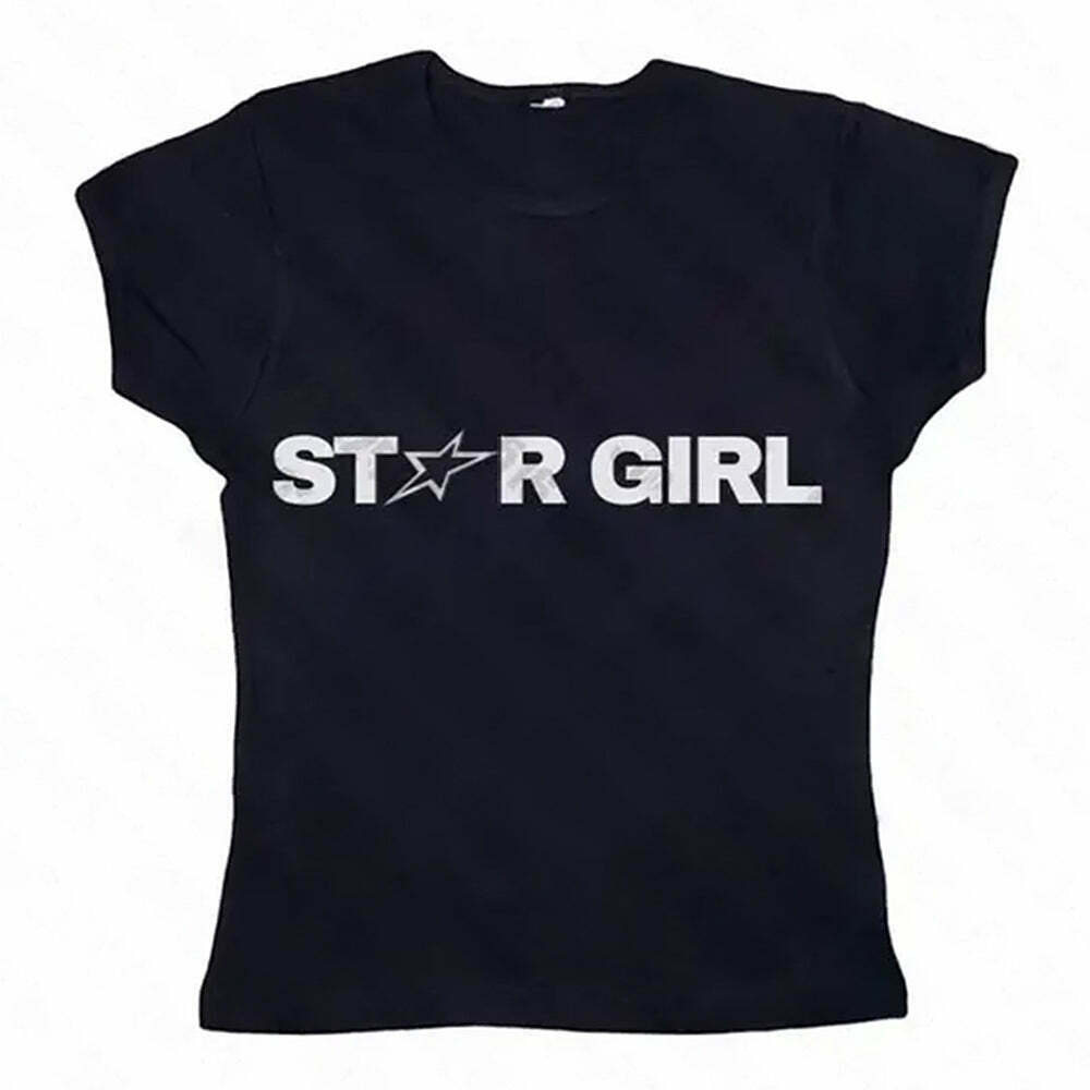 Trendy Y2K Star Girl Baby Tee - Cute Graphic Bow Design for Stylish Outfits