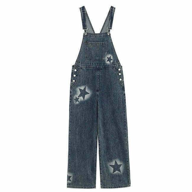 Trendy Y2K Star Girl Denim Overalls with Pleated Skirt Design for a Chic Vintage Look