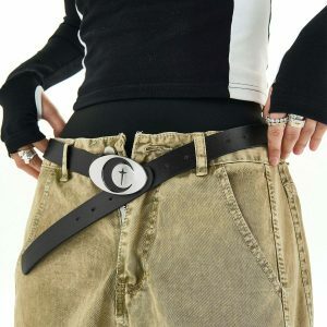 Trendy Y2K Star & Moon Buckle Belt - Bedazzled Design for Preppy Aesthetic Styles