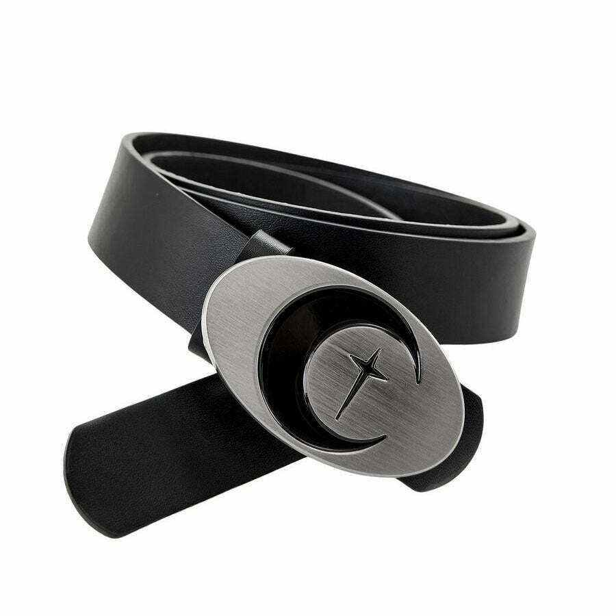 Trendy Y2K Star & Moon Buckle Belt - Bedazzled Design for Preppy Aesthetic Styles