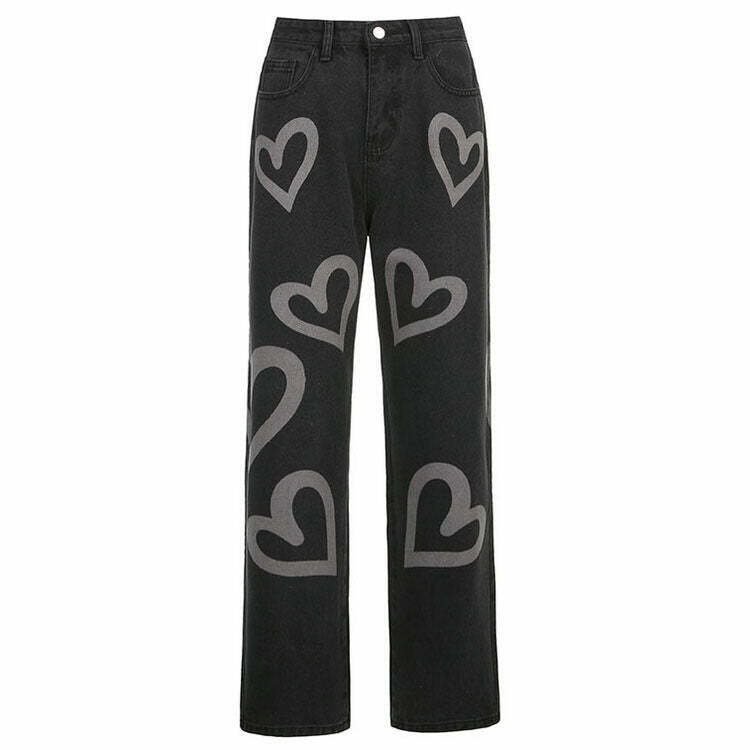 Trendy Y2K Wide Jeans with Star Patch and Ripped Details for a Retro Fashion Statement