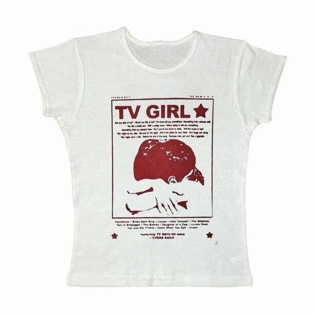 TV Girl Y2K Aesthetic Baby Tee - Trendy Graphic Tee for Retro Y2K Fashion Lovers