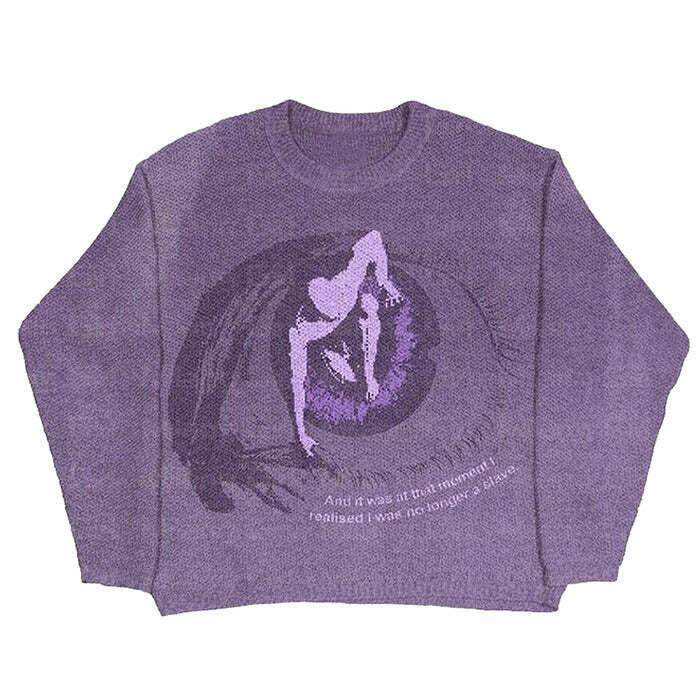 Unique Purple Eye Aesthetic Sweater - Y2K Style Cream Cropped Skeleton Design