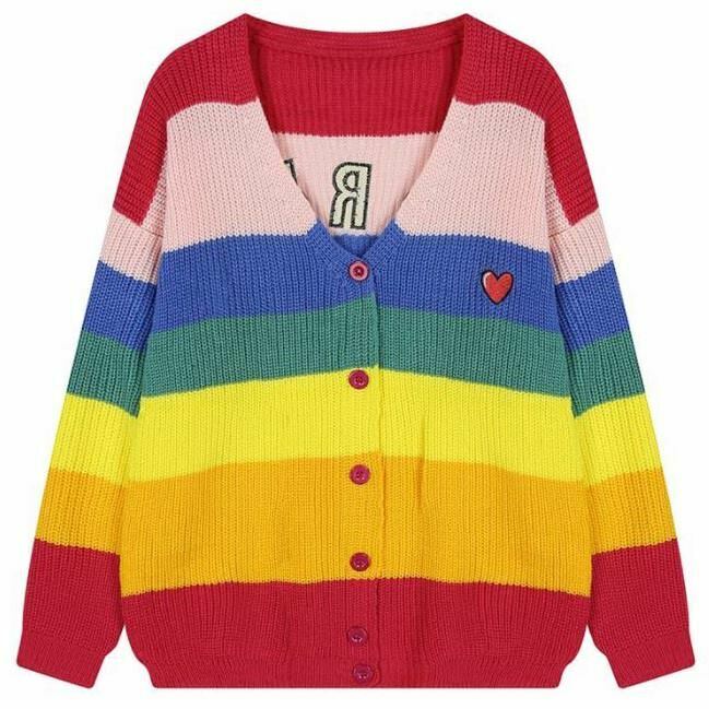 Vibrant Rainbow Cardigan - Cozy Coquette Style for Trendy Y2K Fashion Lovers