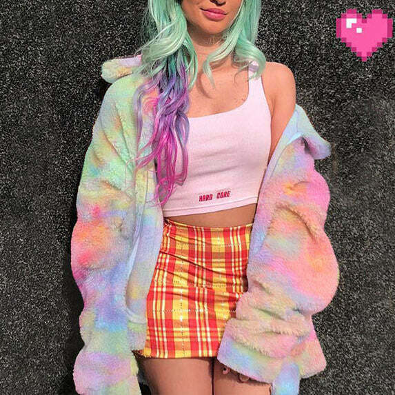 Vibrant Tie Dye Teddy Jacket - Trendy Y2K Style with Cozy Baggy Fit and Soft Fabric