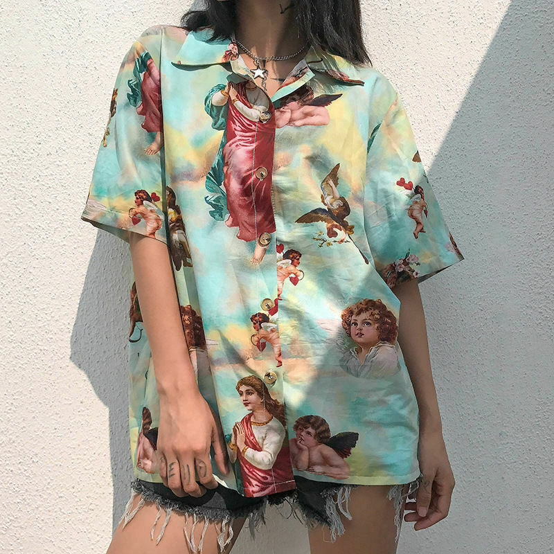 Vintage Aesthetic Angel Shirt - Cute Cut Out Design for Trendy Y2K Fashion Lovers