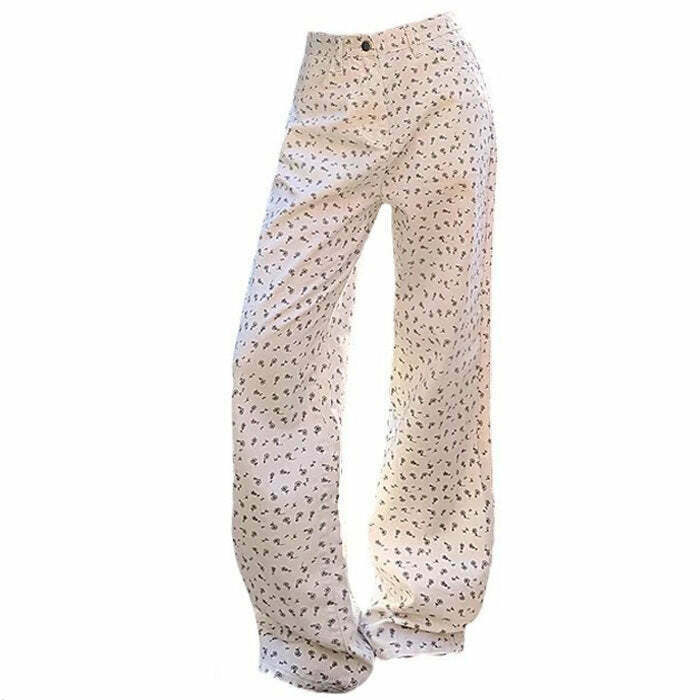 Vintage Aesthetic Floral Print Cargo Pants - Y2K Style with Rivets and Unique Design