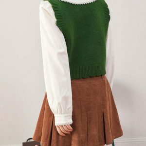 Vintage Mushroom Aesthetic Knit Vest - Gothic Star Knit Sweater with Unique Design