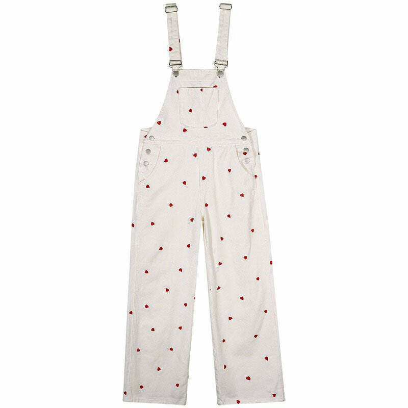 Vintage Red Hearts Jumpsuit - Retro-Inspired, Stylish, and Comfortable Y2K Fashion Statement