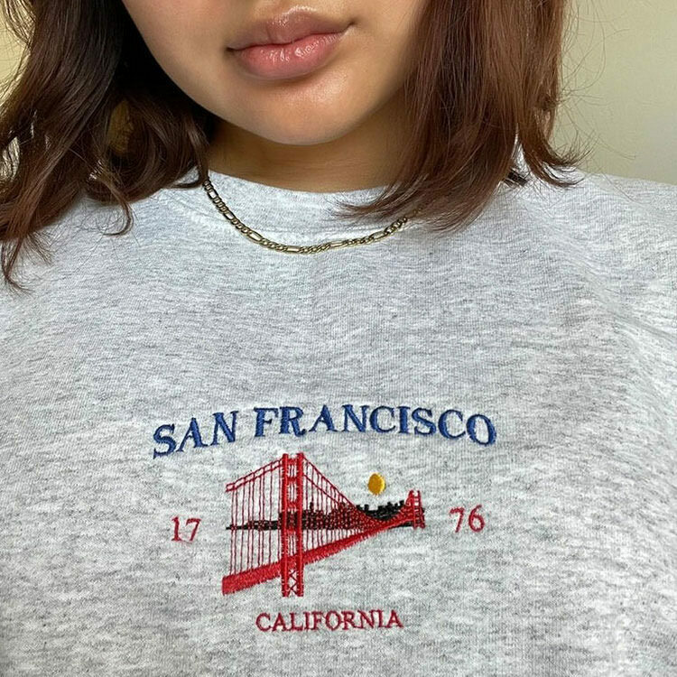 Vintage San Francisco Embroidery Sweatshirt - Aesthetic Graphic Design & Cozy Comfort