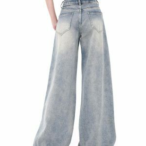 Vintage Style Brush Strokes Jeans - Trendy Y2K Baggy Denim for a Retro Fashion Statement