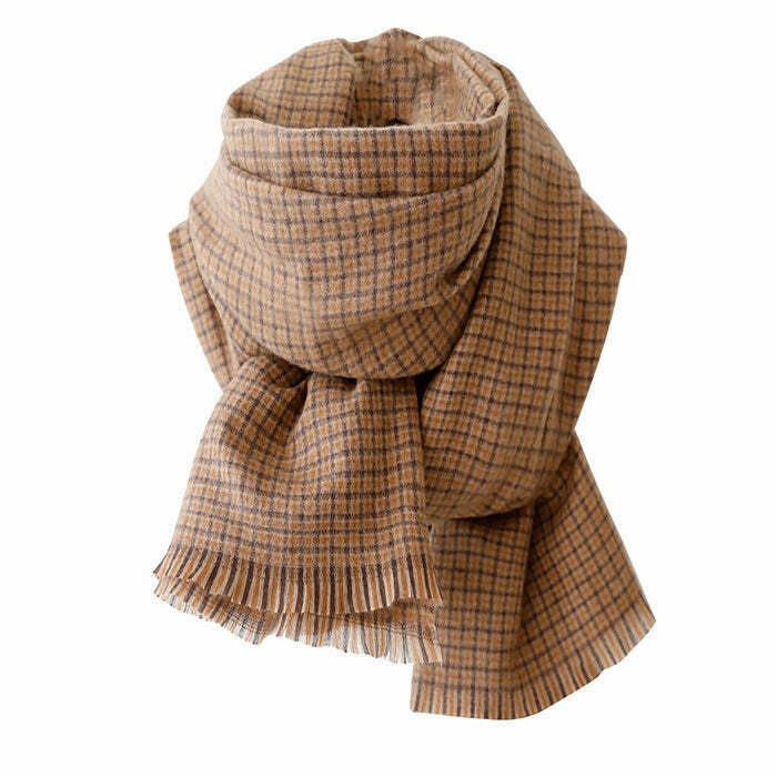 Warm Vibes Vintage Plaid Scarf - Trendy Y2K Style in Pink and Red for Effortless Fashion