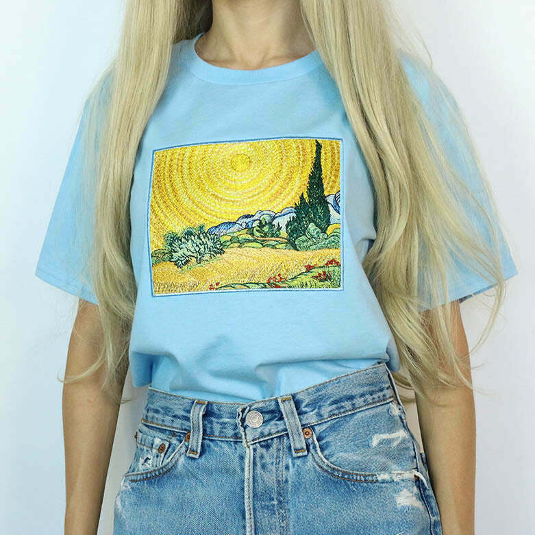 Wheat Field with Cypresses Tee - Artsy Coquette Heart Design for Trendy Y2K Outfits